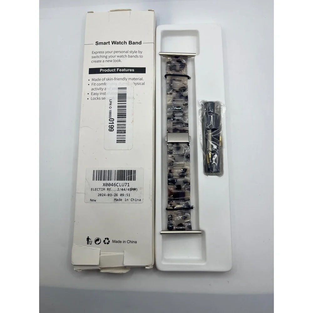 Smart Watch Band Replacement Brown Beige Tortoise‎ Shell Style Resin Stainless